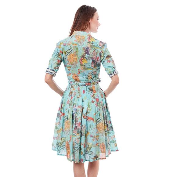 Dizzy-Lizzie Mrs. Maisel Turquoise Sealife Dress Size Medium - Picture 3 of 3